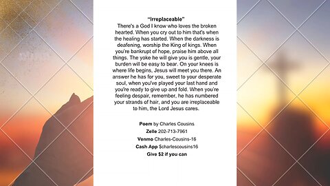 "Irreplaceable" Poem by Charles Cousins