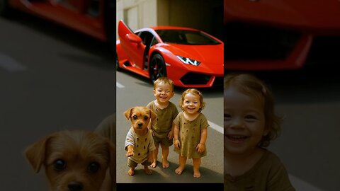 The puppy takes kids to restaurant