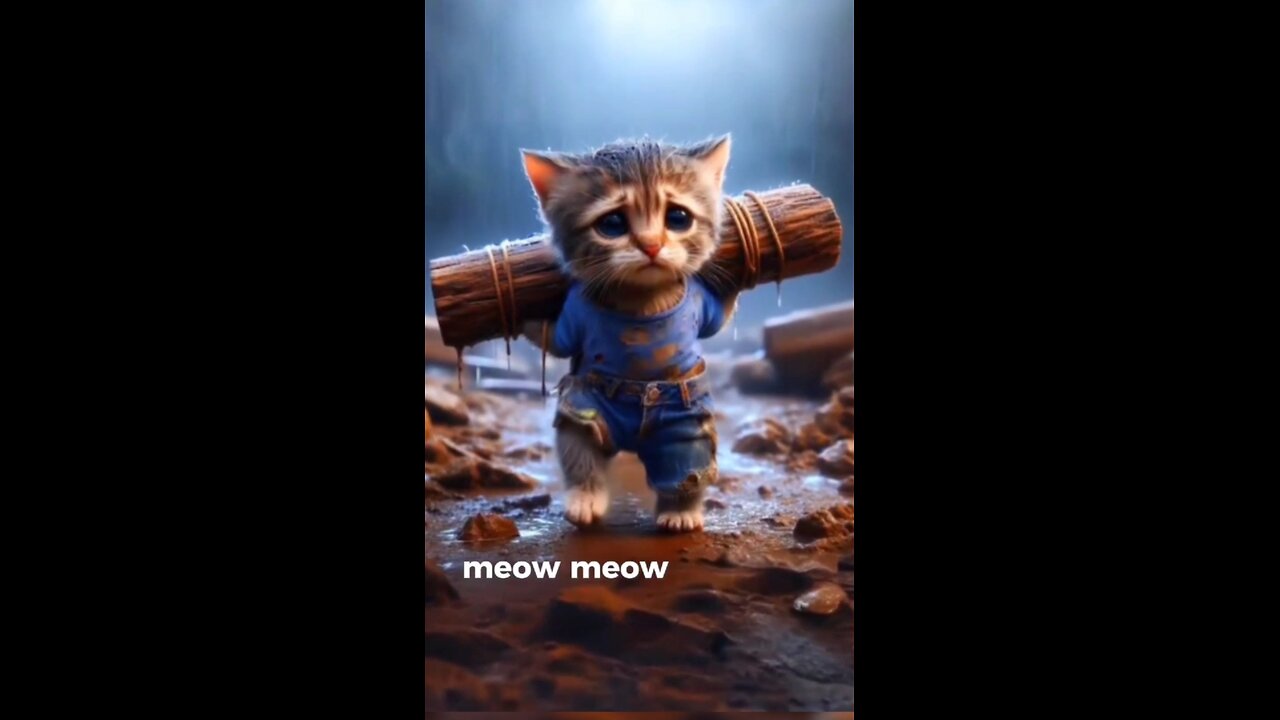 “Heavy Load Meow 😿 | Struggling Cat in Rain | Heart-Touching Moment”