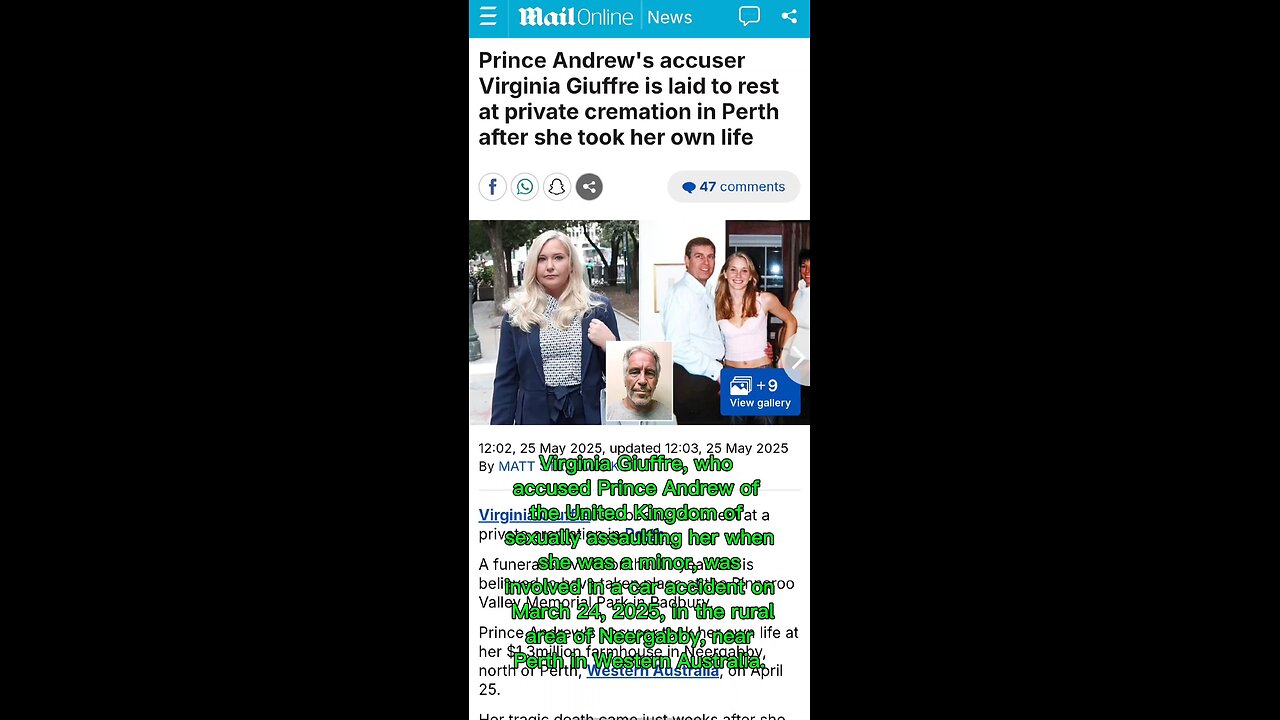 Virginia Giuffre died by suicide-here we go again...