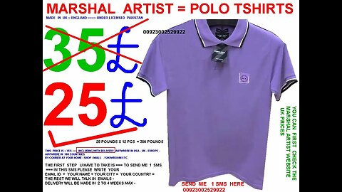 Marshal artist POLO tshirts , 25£ with including delivery USA UK EUROPE at your home