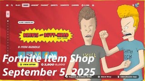 Fortnite Item Shop|September 5, 2025(*New* Beavis and Butt-Head Bundle & Kicks)