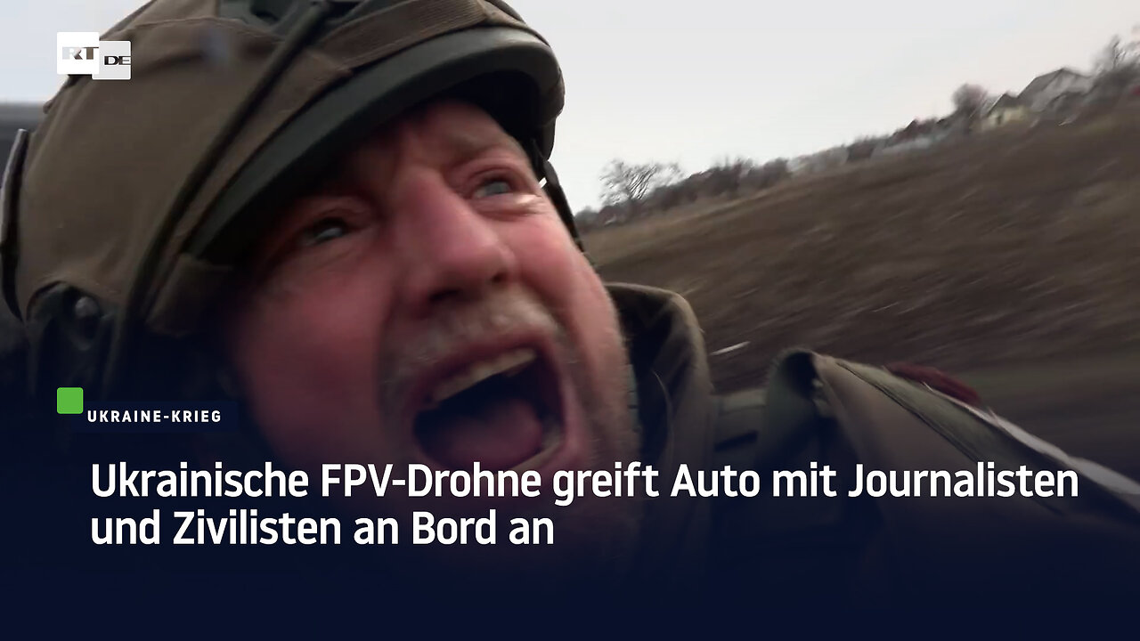 Ukrainische FPV-Drohne greift Auto mit Journalisten und Zivilisten an Bord an