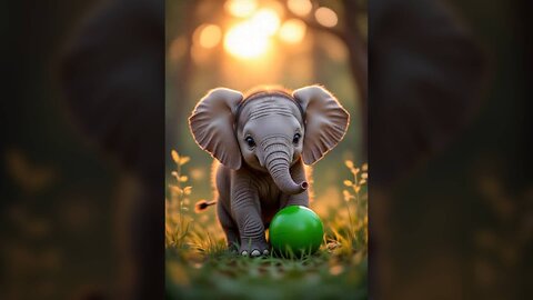 Baby elephant playing with a ball AI Generated