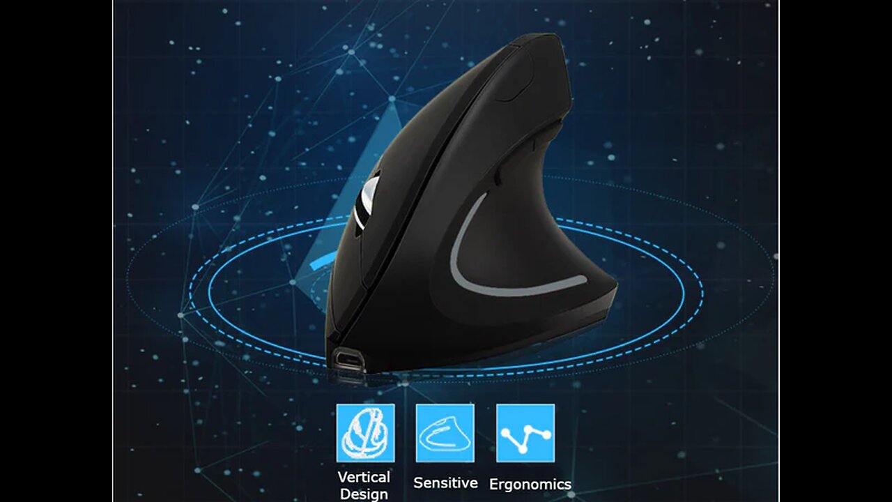 Rechargeable Streamlined Wireless Vertical Mouse With Ergonomic Design, Switchable DPI