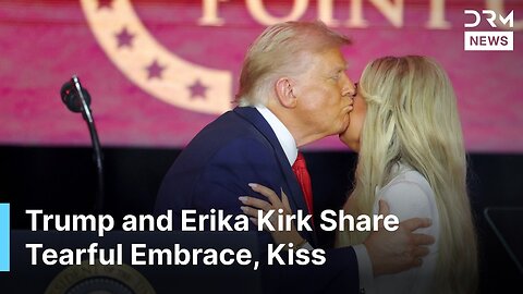 MOMENT: President Trump Embraces, Kisses Erika Kirk at Emotional Memorial for Charlie Kirk