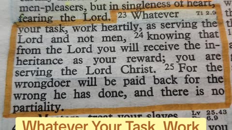 Work Heartily As Serving The Lord And Not Men.