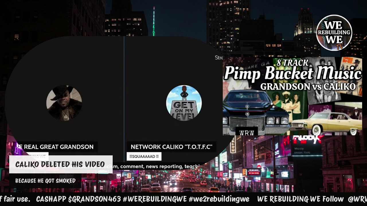 WE LIVE @WRWTVCH1 PIMP BUCKET MUSIC BATTLE @networkcaliko vs @therealgreatgrandson