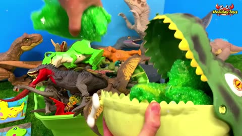 Playing Blue Dinosaur and Yellow Animal Puzzle in City Park