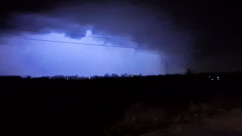 Lightning Highlights Large Missouri Tornado