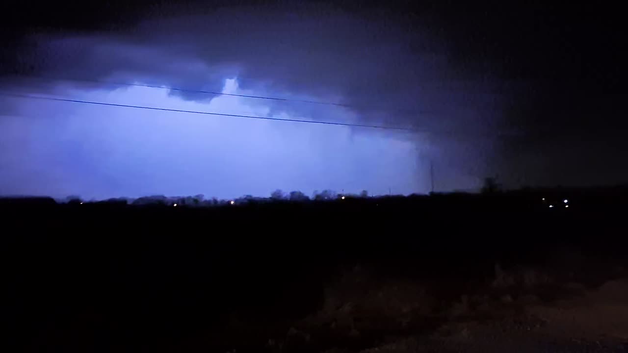 Lightning Highlights Large Missouri Tornado