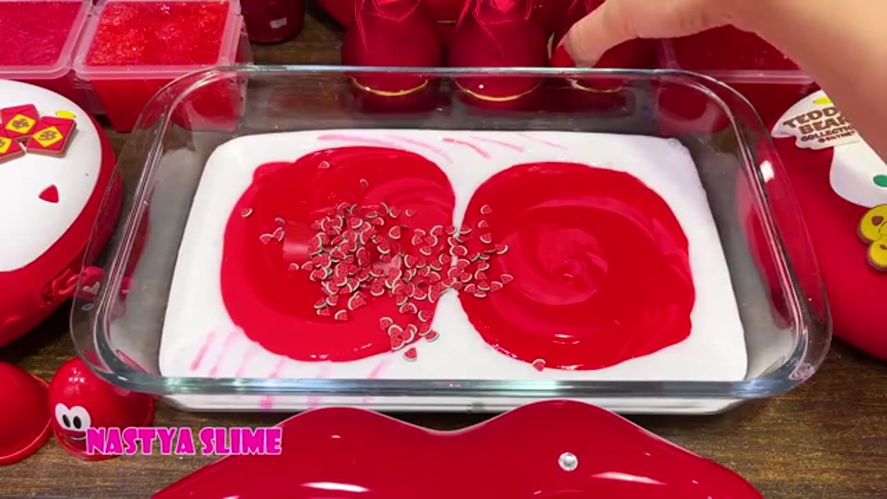 RED LIPS Mixing random into GLOSSY SLIMESatisfying Nastya Slime_part1