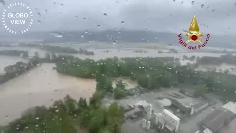Cyclone Hans hits Italy: floods filmed by helicopter