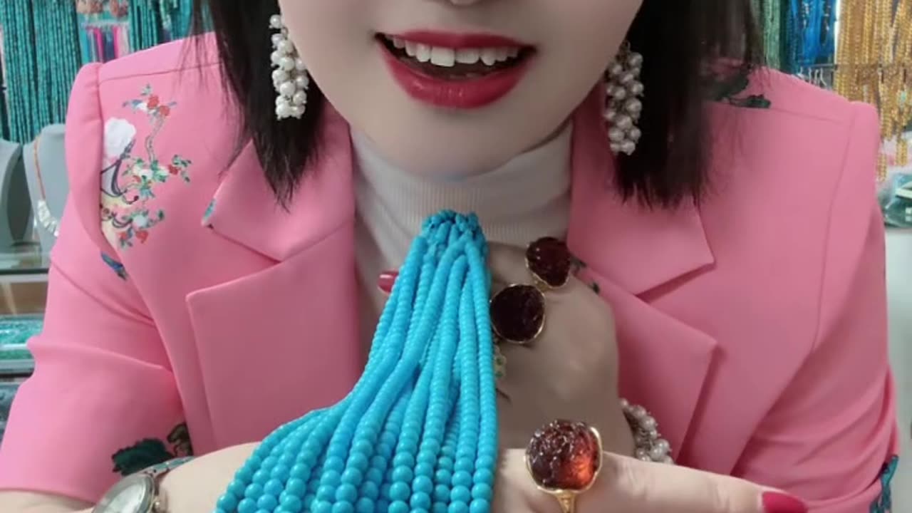 250513-3 The Dreamy Impact of Natural Original Turquoise Bead String