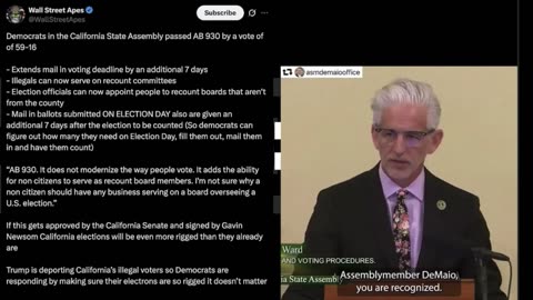 CA ASSEMBLY PASSES BILL TO PREPARE TO STEAL THE NEXT ELECTION - AGAIN!