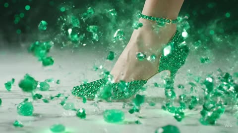 Stunning High Heel Shoe Forged from Glowing Emeralds