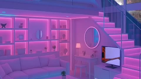 Cozy aesthetic loft apartment luxurious pink decorations