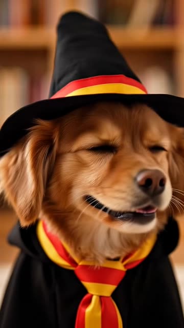 Puppy dressed as Harry Potter