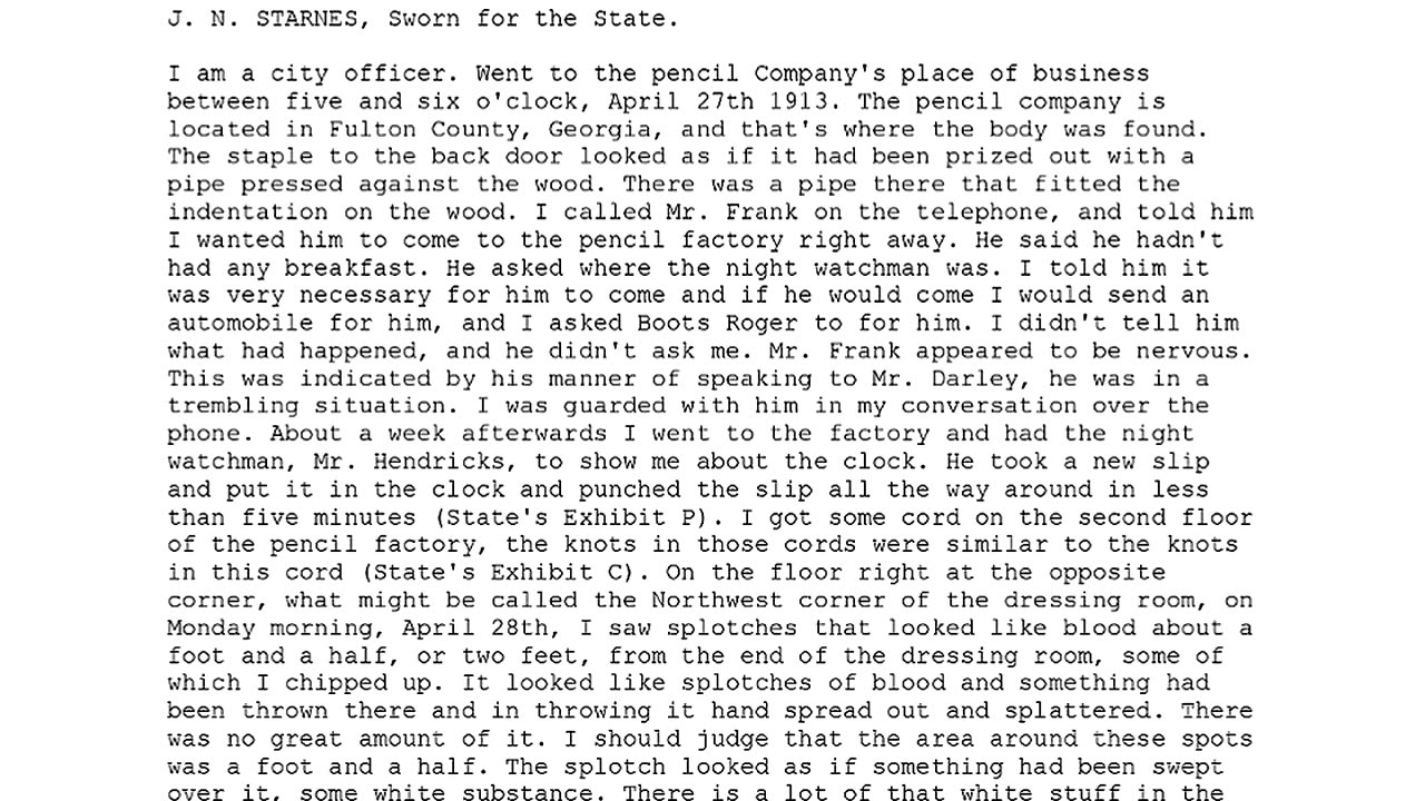 J N STARNES, Sworn In For The State, 5th To Testify