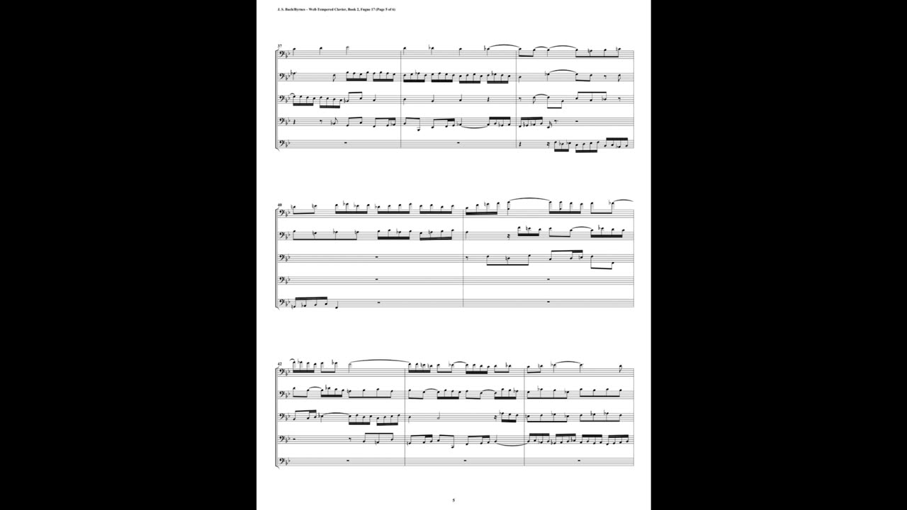 J.S. Bach - Well-Tempered Clavier: Part 2 - Fugue 17 (Bassoon Quintet)