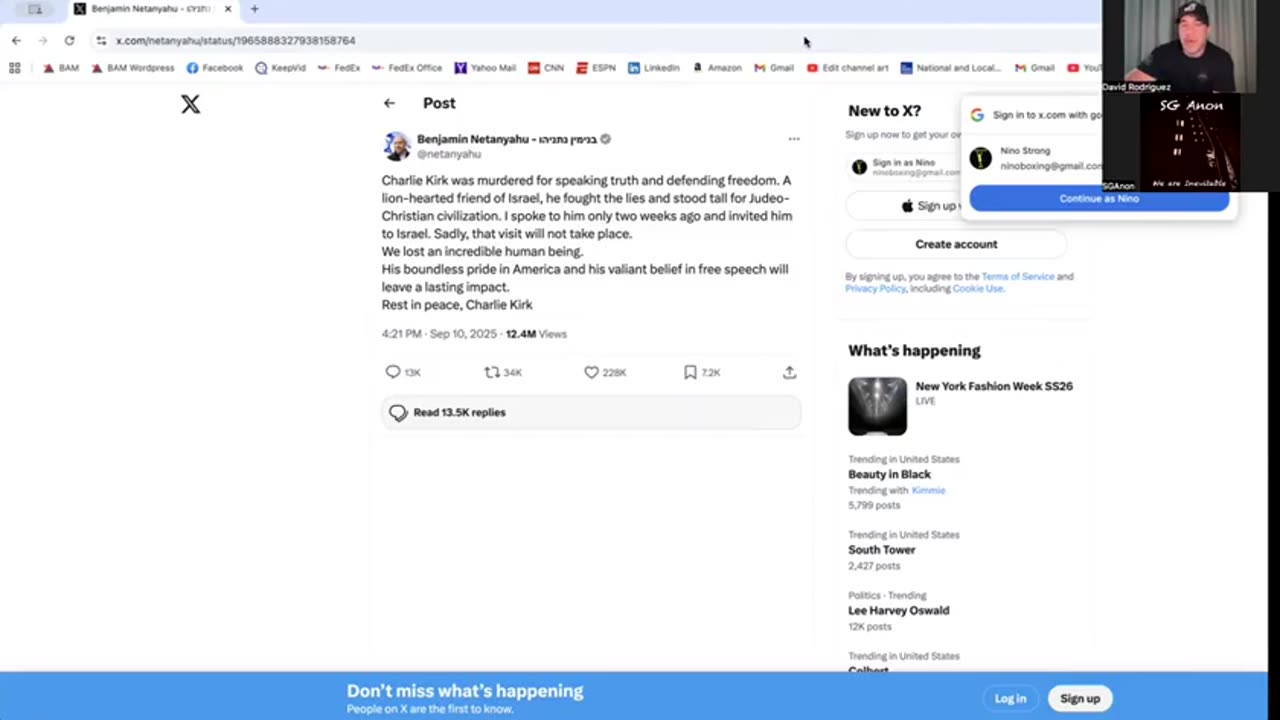 SG Anon & David Nino Rodriguez: Charlie Kirk Assassination Examined: It's A Warning to Trump!
