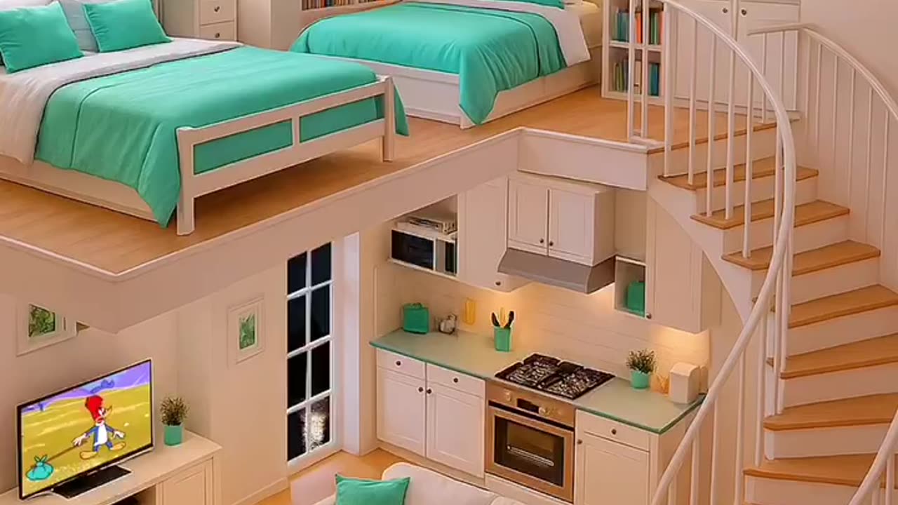 Would you live in this dreamy multi-level loft? ✨ This incredible space features two cozy loft be