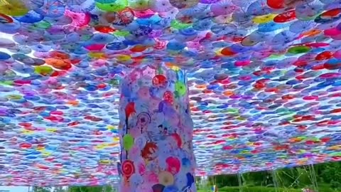 Colorful Canopy: A Stunning Umbrella Arrangement