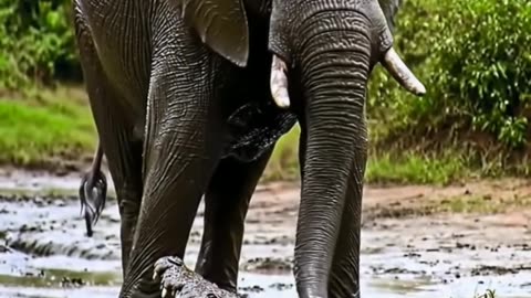 Elephant vs Crocodile: Epic Battle of the Wild 😮