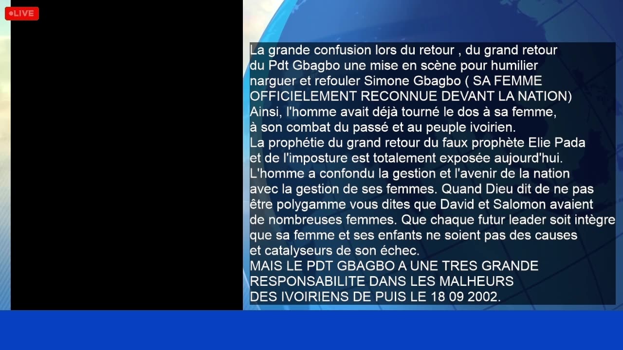 Prophétie du 13 06 2020: le Pdt Gbagbo Laurent et le FPI ne reviendront jamais au pouvoir