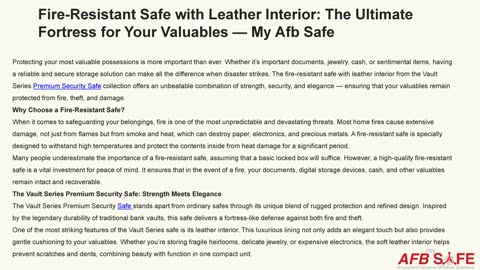Fire-Resistant Safe with Leather Interior: The Ultimate Fortress for Your Valuables — My Afb Safe
