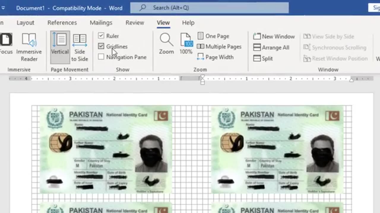 How to make CNIC double copy on office word file