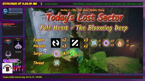 Destiny 2: 7-14-25 The Blooming Deep is the Lost Sector. Void Surge. FINAL day for FINAL SHAPE