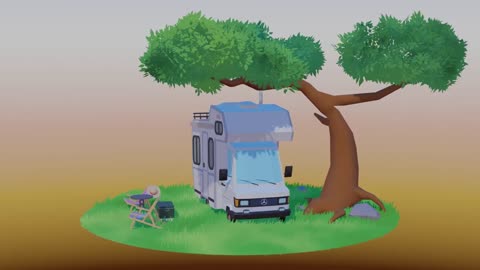Lowpoly stylized old Rv in blender