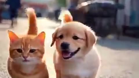 Unbreakable Bond Between Puppy & Kitten 🐶🧡🐱