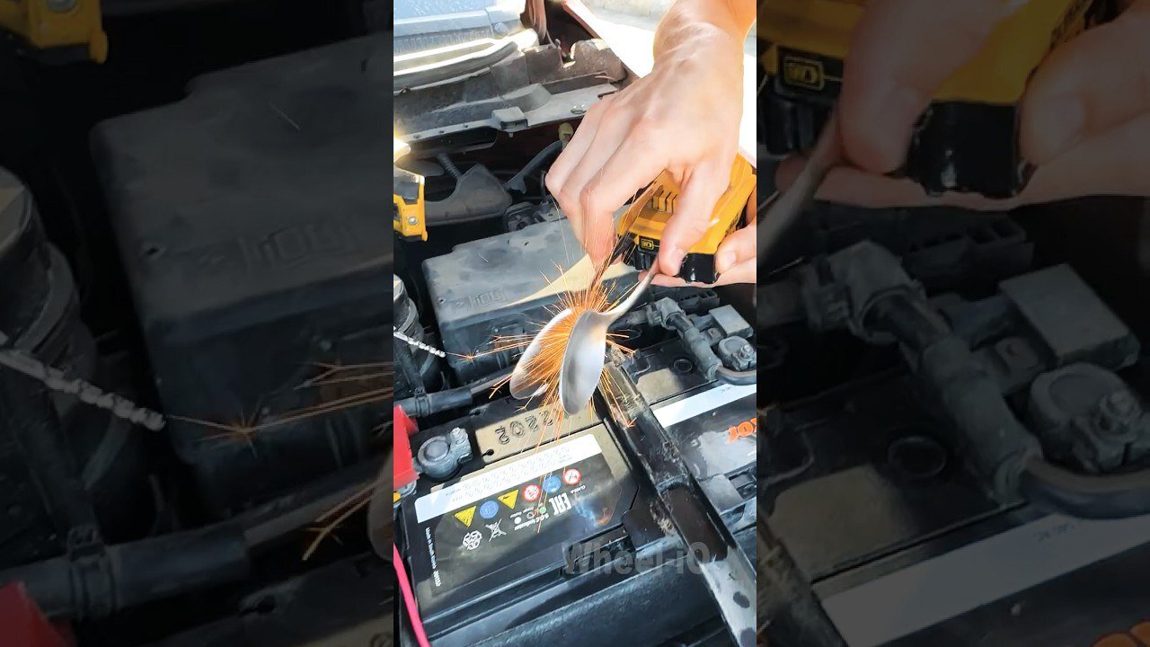 Spoons??? 🤯 Really??? 😲 Start a Car Using a Drill Battery and Spoons