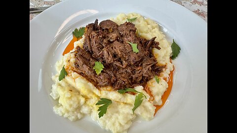 Barbacoa Beef Over Creamy Cauliflower Mash - Low Carb & Better Than a Taco Truck!