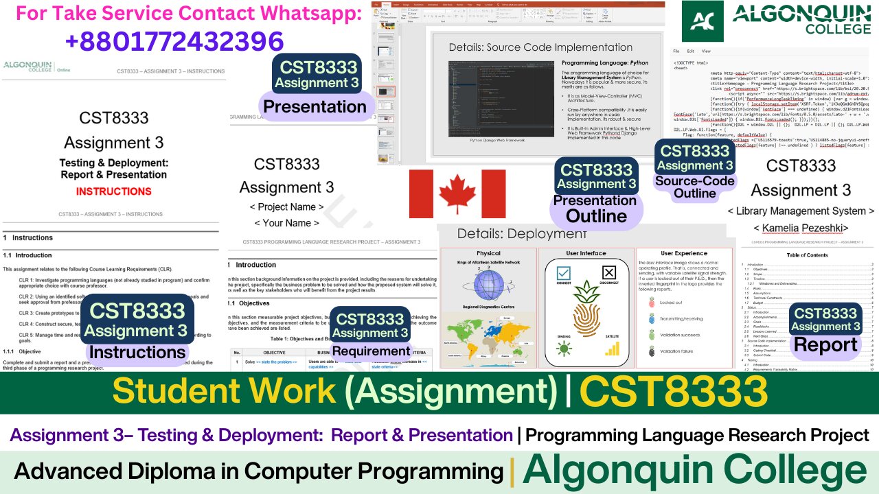 Client Work (Assignment)|CST8333 Assignment 3 Advanced Research on Programming Languages |Algonquin