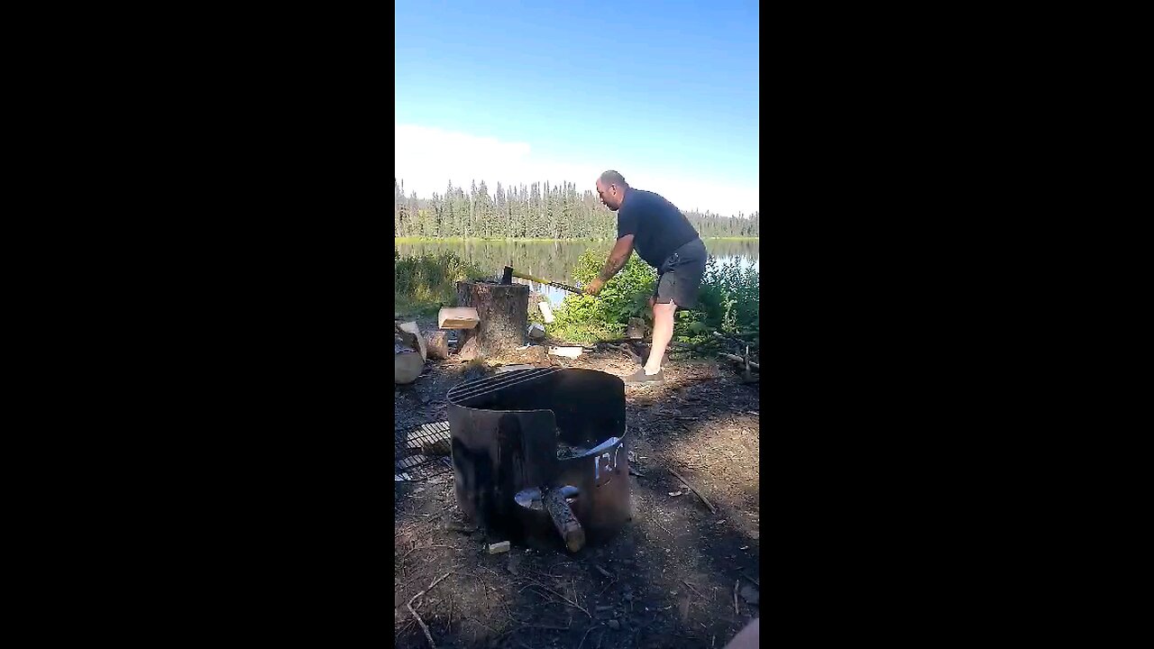 double stack wood chop in slo mo