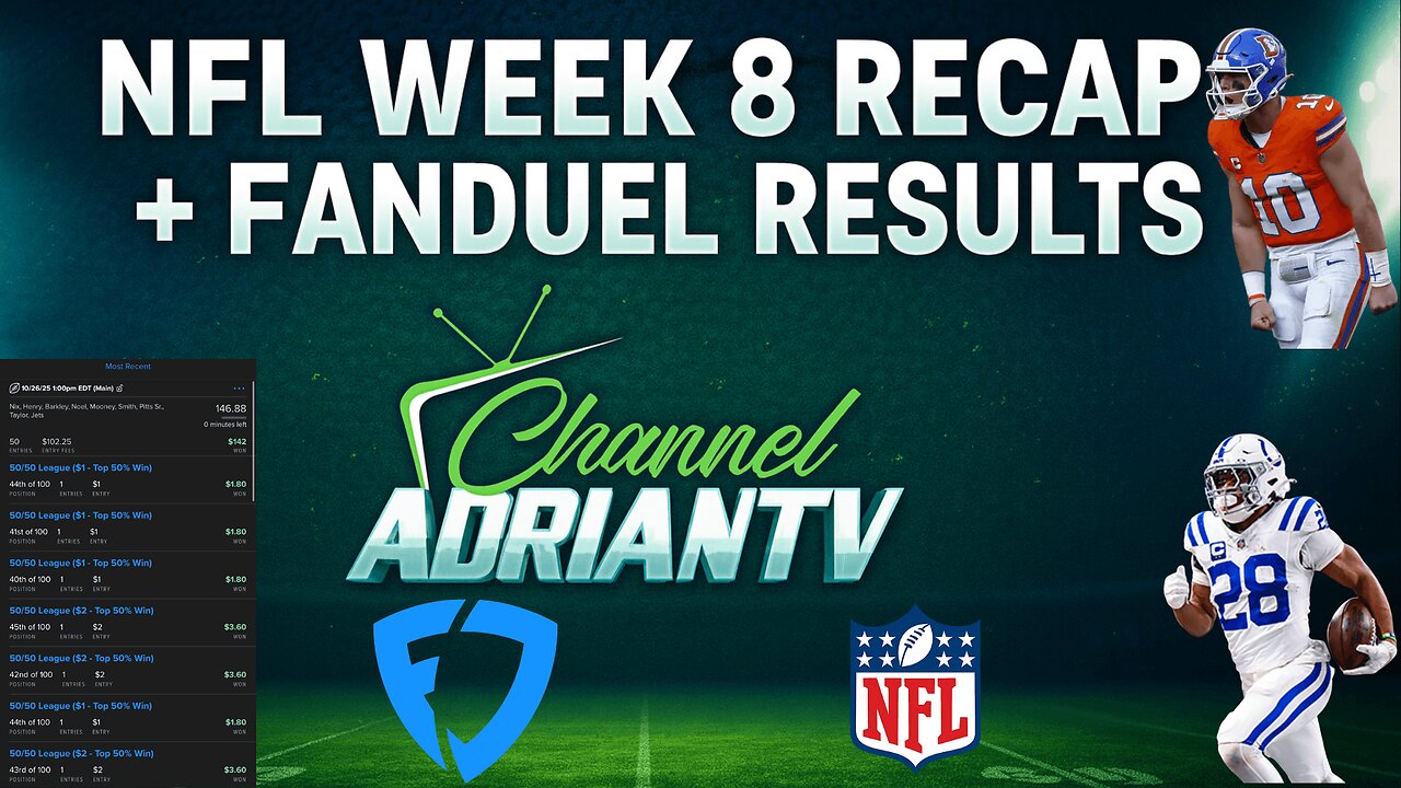 NFL WEEK 8 RECAP + FANDUEL RESULTS | INSIDE THE NFL | CHANNELADRIANTV