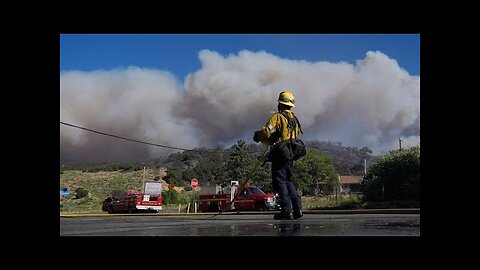 Live aerials of Perris, California, over Juniper Fire