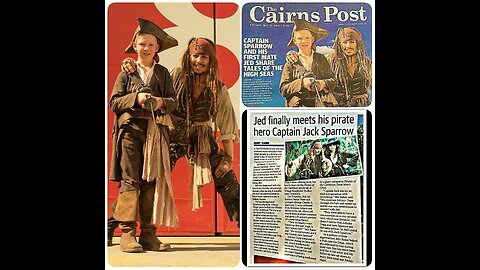 JOHNNY DEPP ⭐ meets boy Jed Baker ⭐💛 w/ MoyaMoya disease on Pirates 5 movie set Australia 7/5/15