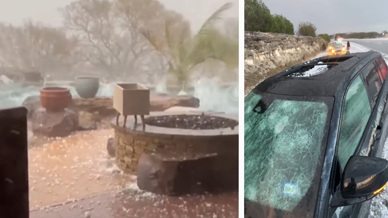 Monstrous Texas Hail Storm Crashes Through Woman's Sunroof