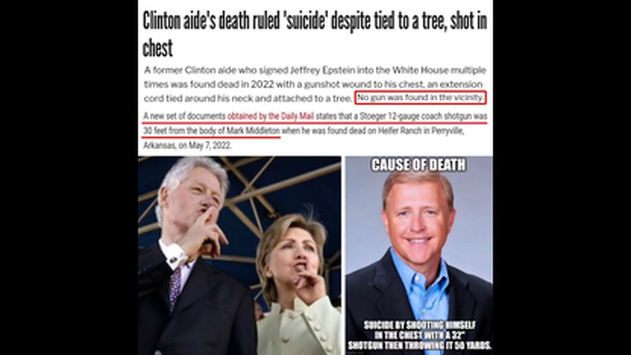 DEATH OF CLINTON AIDE MARK MIDDLETON RULED A SUICIDE DESPITE BEING TIED TO A TREE AND SHOT IN CHEST❗