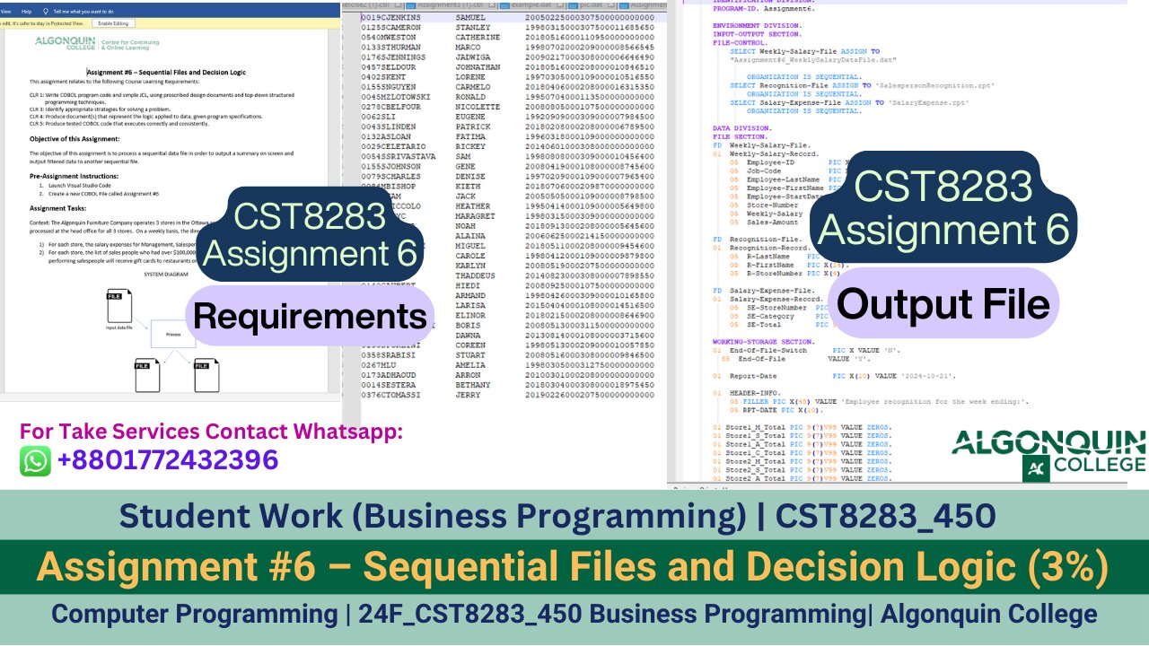 Student Work (Assignment)| 24F_CST8283_450 Business Programming Assignment 6 Work video | Algonquin