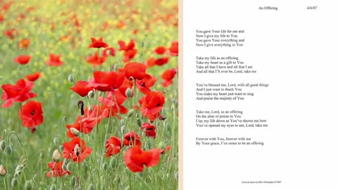An Offering, Lyrics from the My Eternity Worship Album