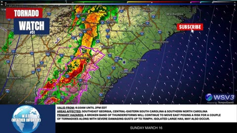 🌪️ Tornado Watch #51: GA, SC, NC - Gusts to 70 MPH! 3/16/25 #shorts #tornado #weatherupdate