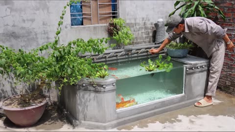 Designer Outdoor Water Fountain - Aquarium with Cement and Brick