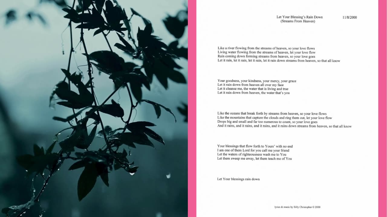 Let Your Blessing's Rain Down (Streams From Heaven), Lyrics from The Greatest Love Album