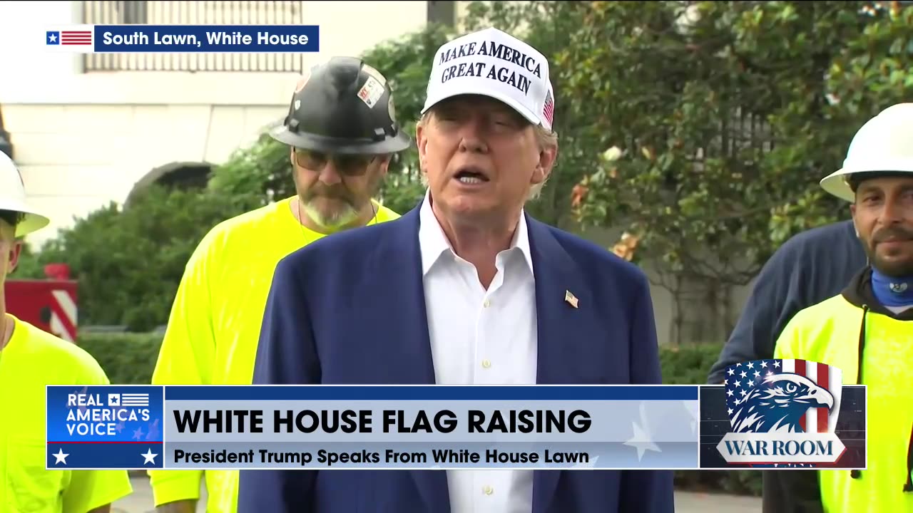 White House Flag Raising: President Trump Speaks From White House Lawn