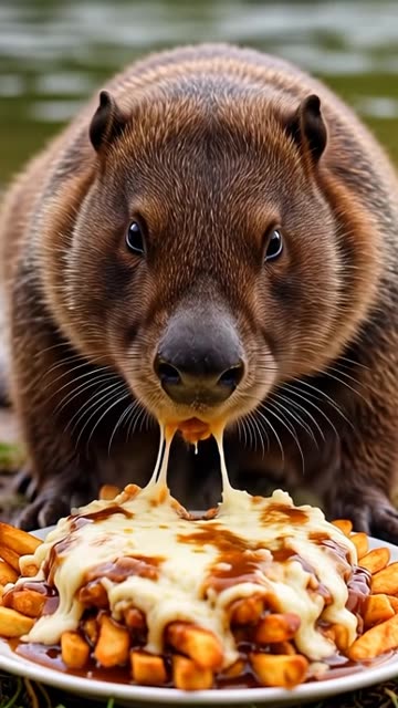 Beaver Eating Poutine